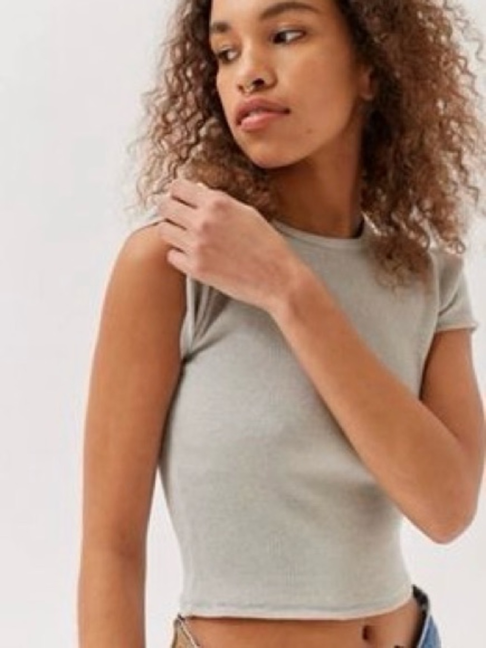 BDG Perfect Baby Ribbed Tee | Ribbed Short Sleeve Tee in Gray